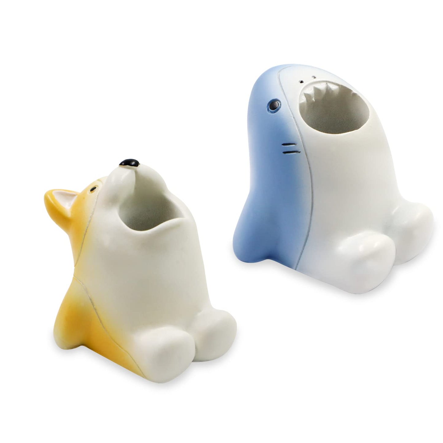 2Pcs Mini Toothbrush Holder Stand, Fun Cartoon Animal Toothbrush Holder, Single Pen Holder for Desk Unique, Cute Tooth Brushing Organizer for Bathroom