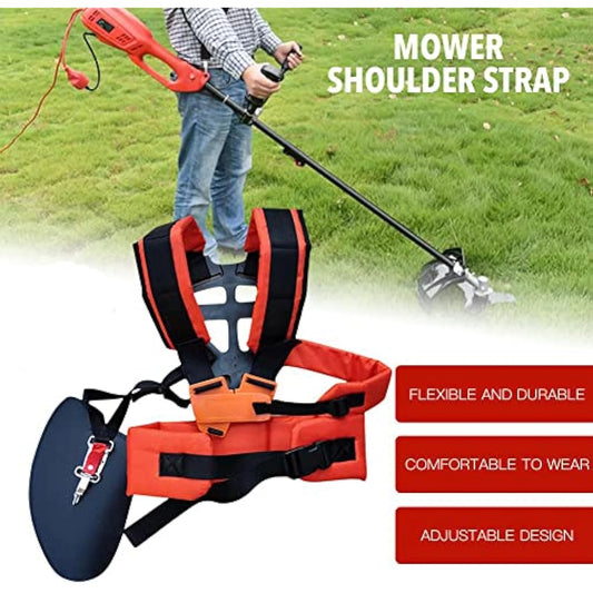 Universal Adjustable Strimmer Harness Padded Trimmer Shoulder Strap Comfort Double Shoulder Harness Strap Nylon Strimmer Lawn Mower Belt Mower Grass Trimmer for Brush Cutter Grass Garden Trimmer