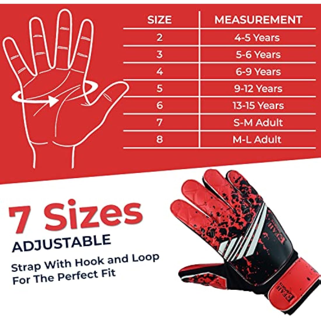 EFAH SPORTS Football Goalkeeper Gloves For Boys kids Children Youth Soccer Goalie Glove with Super Grip Palms