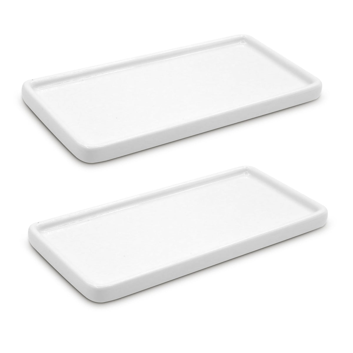 LoeJan 10" & 8" Bathroom Tray, Ceramic Vanity Dish for Counter Kitchen Soap Perfume Candle, Small Organizer Plate for Home Decor Plant