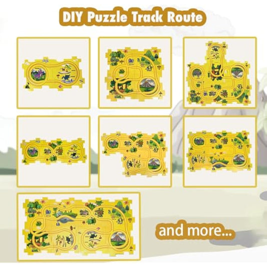 Puzzle Racer Kids Car Track Toy Car Set for Kids DIY 8PCS Puzzle Track Rail Route Educational Game Gift Toys for Children 2 3 4 5 6 Years