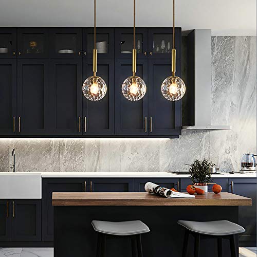 LFsem Modern Glass Globe Pendant Light Fixtures,Glass Ball Ceiling Chandelier Hanging Lamp for Bedroom Dining Room Restaurant Living Room (Transparent