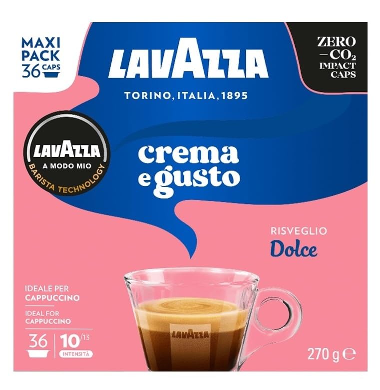 Lavazza A Modo Mio Crema e Gusto Dolce Coffee Capsules, Maxi Pack - Total 36 Pods