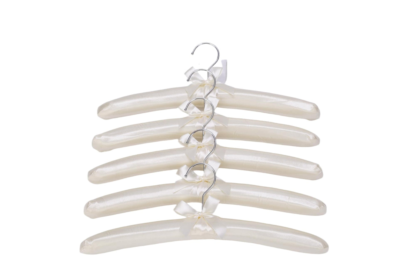 Xiabing Anti-Slip Satin Padded Clothes Hangers with Rotatable Hooks No Shoulder Bump for Women Heavy Sweaters, Coats, Suits (5, Cream-colored)