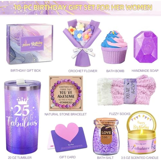 25th Birthday Gifts for Her, Happy 25th Birthday Gifts for Women Daughter, Gift Ideas 25 Year Old Hamper for Female Sister Best Friends, Personalised 25 Year Old Gifts
