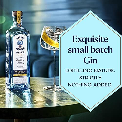 Bombay Sapphire Premier Cru Murcian Lemon London Dry Gin, 47% vol., 70 cl / 700 ml, 100% Vapour Infused Spirit with Hand-Picked Citrus Fruits