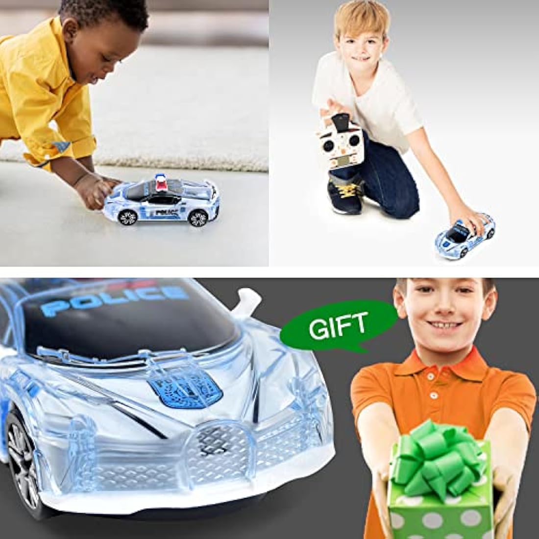 Tuko Police Car Toy with Light and Sound, 1:36 Car Toy for 3+ Years Old Boy and Girl Gift,White