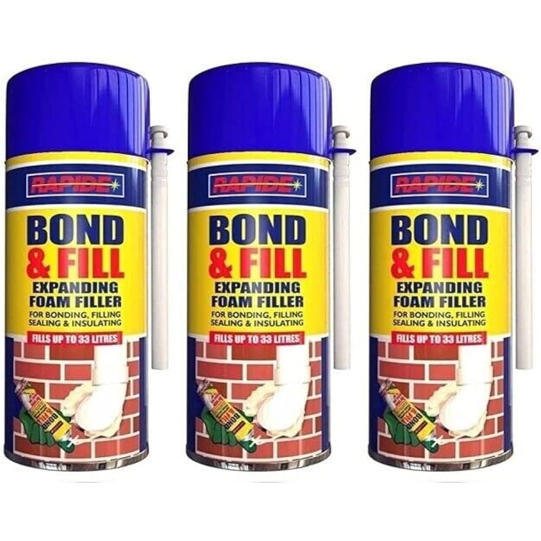 3 x 500ML Expanding Foam Filler Expansion Insulation BONDING Filling Spray CANS