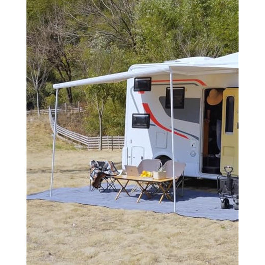 FoundGo Awning Carpet with Eyelets, 280g/m² HDPE Camping Carpet,Outdoor Awning Floor with Carrying Bag,Ground Nails and Small Broom