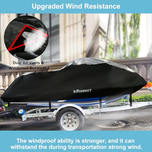 3 Seater Waterproof Jet Ski Cover,Upgraded Heavy Duty 420D PWC Cover with 2 Air Vent Marine Grade UV Resistant for Seadoo,Kawasaki,Waverunner Polaris