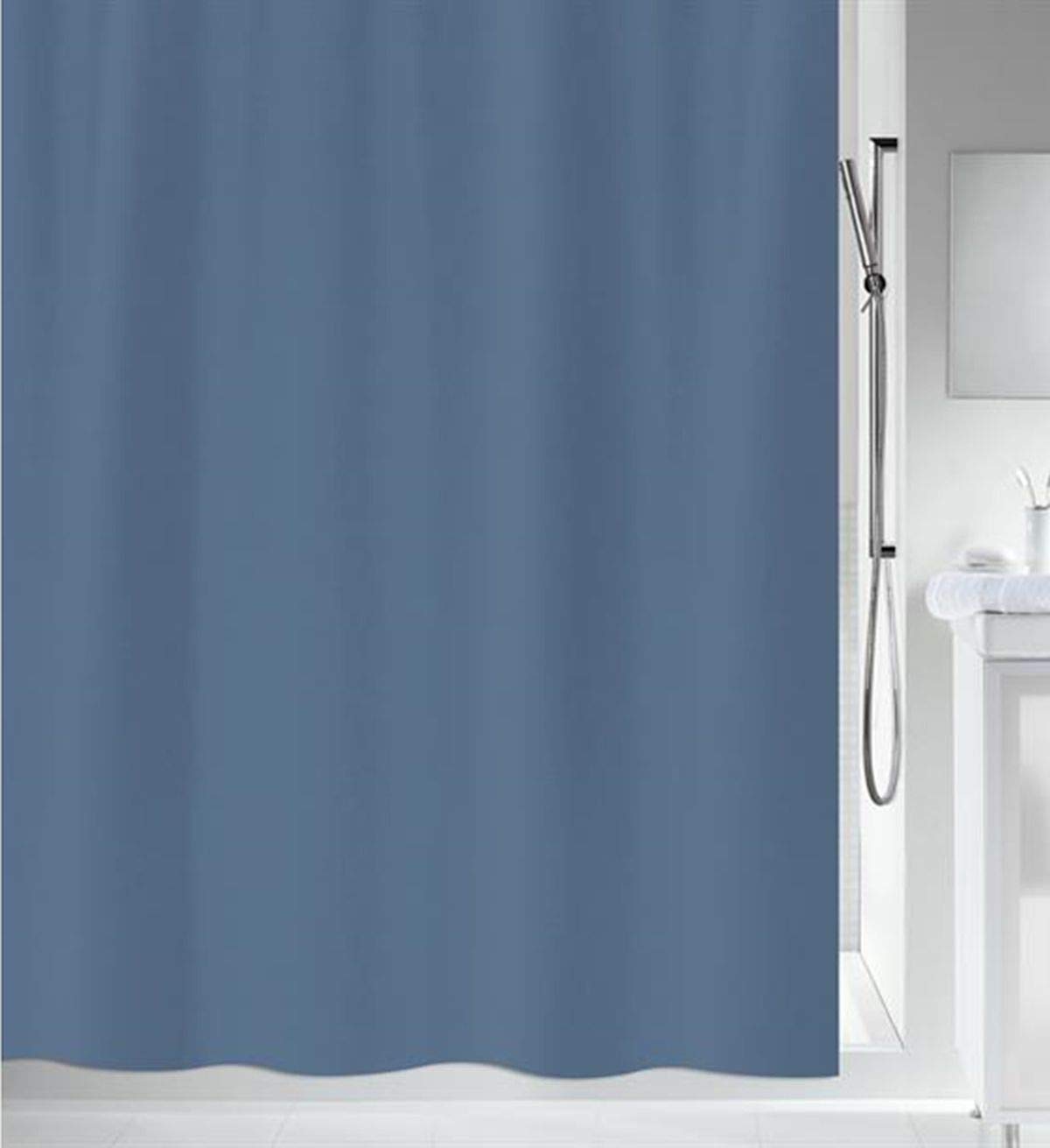 Spirella Primo Collection, Textile Shower Curtain, 180 x 180, 100% Polyester, Blue