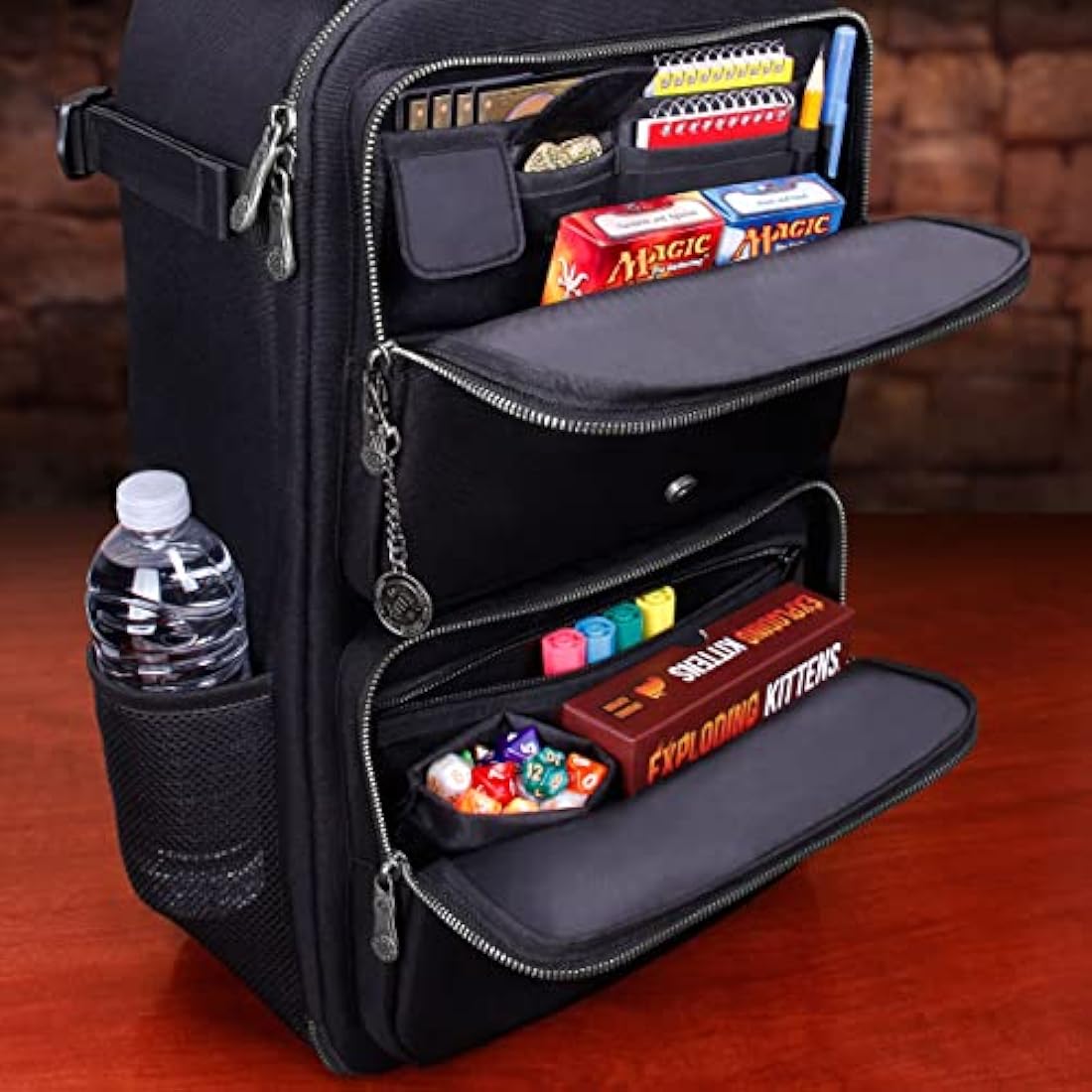 ENHANCE MTG Backpack - Collector's Edition TCG Backpack for Deck Boxes, Sleeved Cards, Playmats, MTG Accessories - Customizable Card Organization with Built-in Defender Screen (Dragon Black)