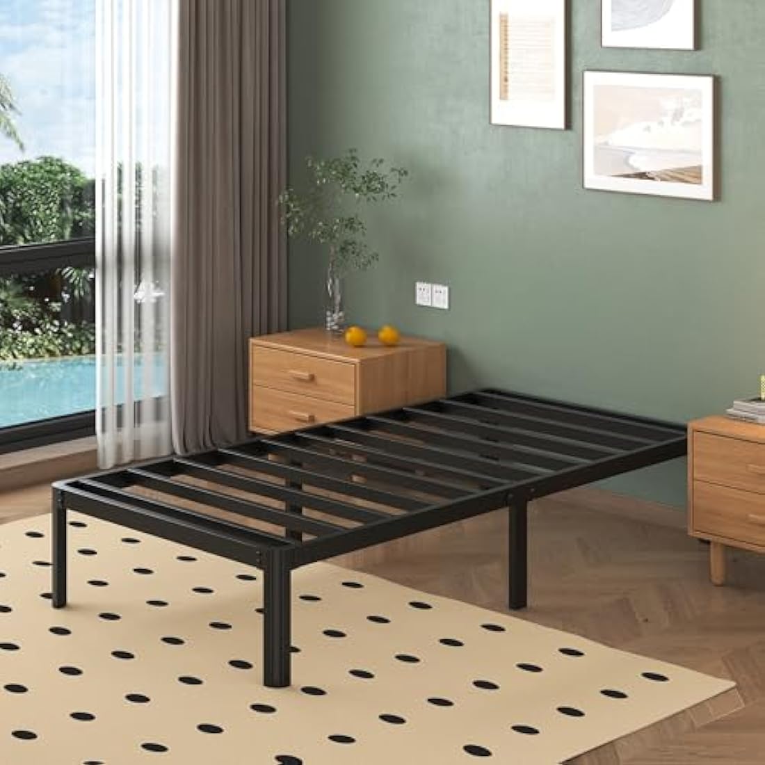Lutown Teen 3ft Single Bed Frame with Rounded Corner Legs, Heavy Duty White Metal Bed Frame with Steel Slats Support, 30 cm High, Noise Free, Easy Assembly