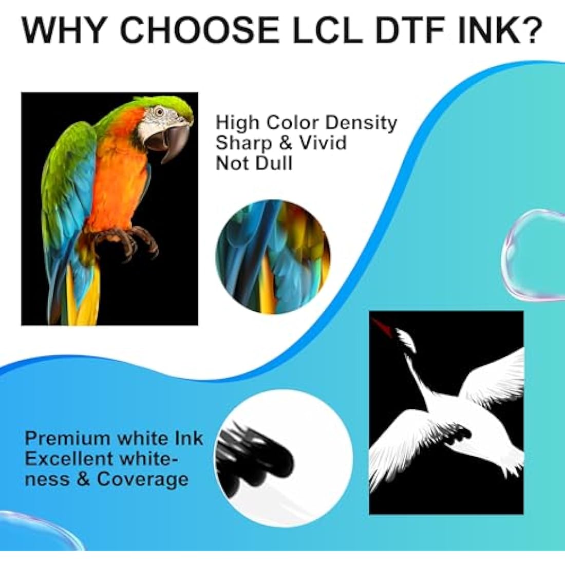 LCL 600ML Premium DTF Ink Refill for Inkjet Printers Heat Transfer Film Printing (100ml x 6 CMYK 2Wh) Replacement for Epson L800 L1800 L805 R1390 4720 I3200 XP600 DX7 DX5 5113 1430 TX800P400 P408 P640