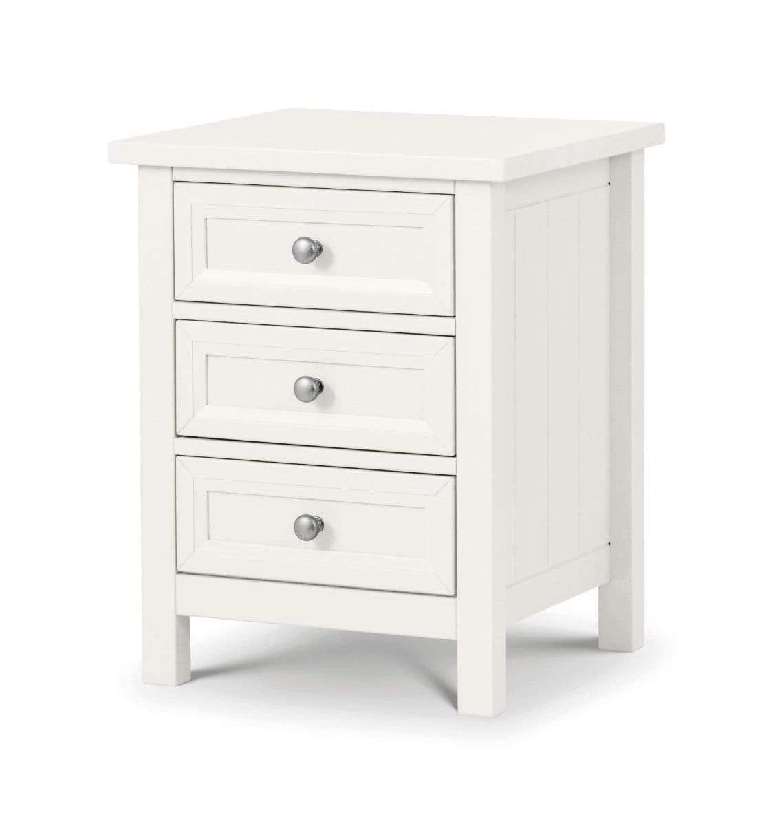 Julian Bowen Maine 3 Drawer Bedside, Surf White, Height: 61, Width: 48, Depth: 44cm