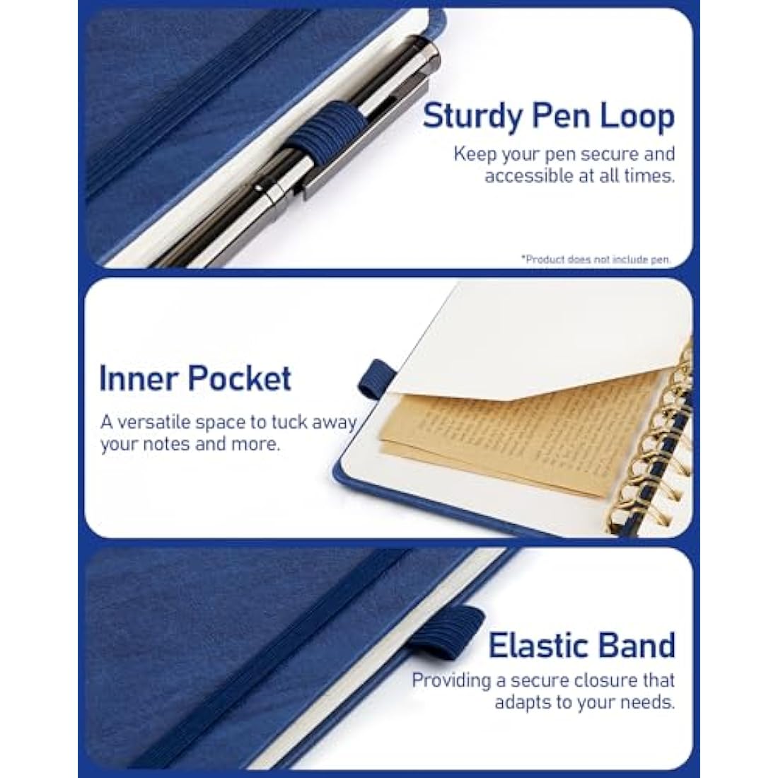 WEMATE Spiral Password Book with Alphabetical Tabs, Small Password Keeper Book for Seniors, Internet Password Notebook Hardcover Password Journal logbook – 12 x 15cm (Navy Blue)