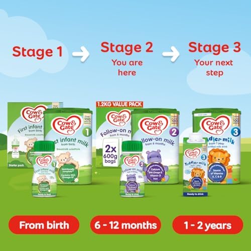 Cow & Gate 2 Follow On Baby Milk Powder Formula, 6-12 Months, 800g (Pack of 6)