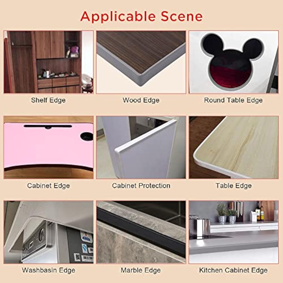 flintronic 5m*18mm U-Shape Flexible Furniture Edge Banding, Baby Safty Baby Edge Protector, Self Adhesive TPE Wood Edging Tape, DIY Furniture Edge Trim for Table, Cabinet, Furniture Restoration
