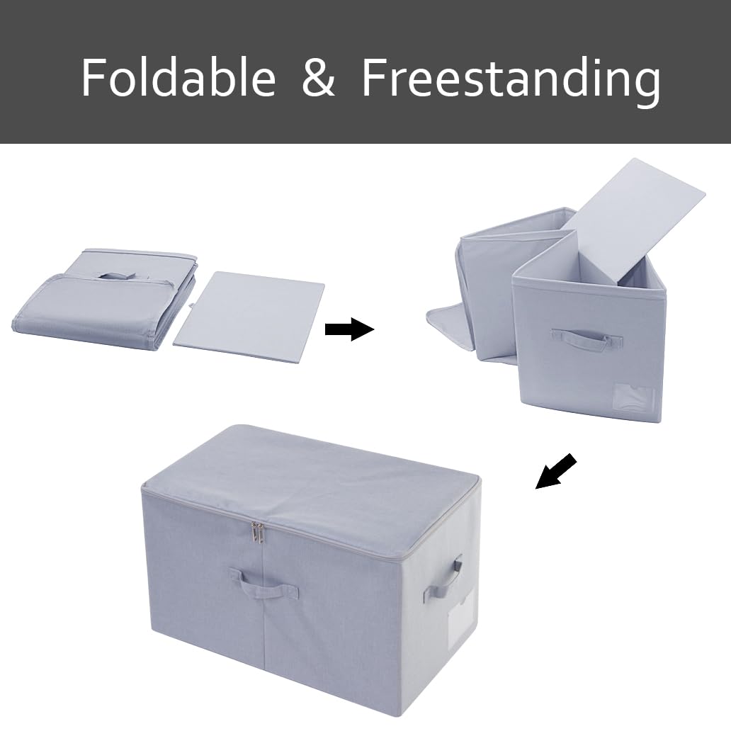 Amonsen Pack of 2, Stackable Rigid Storage Containers, Fits Most Wardrobe Closet, Light Gray