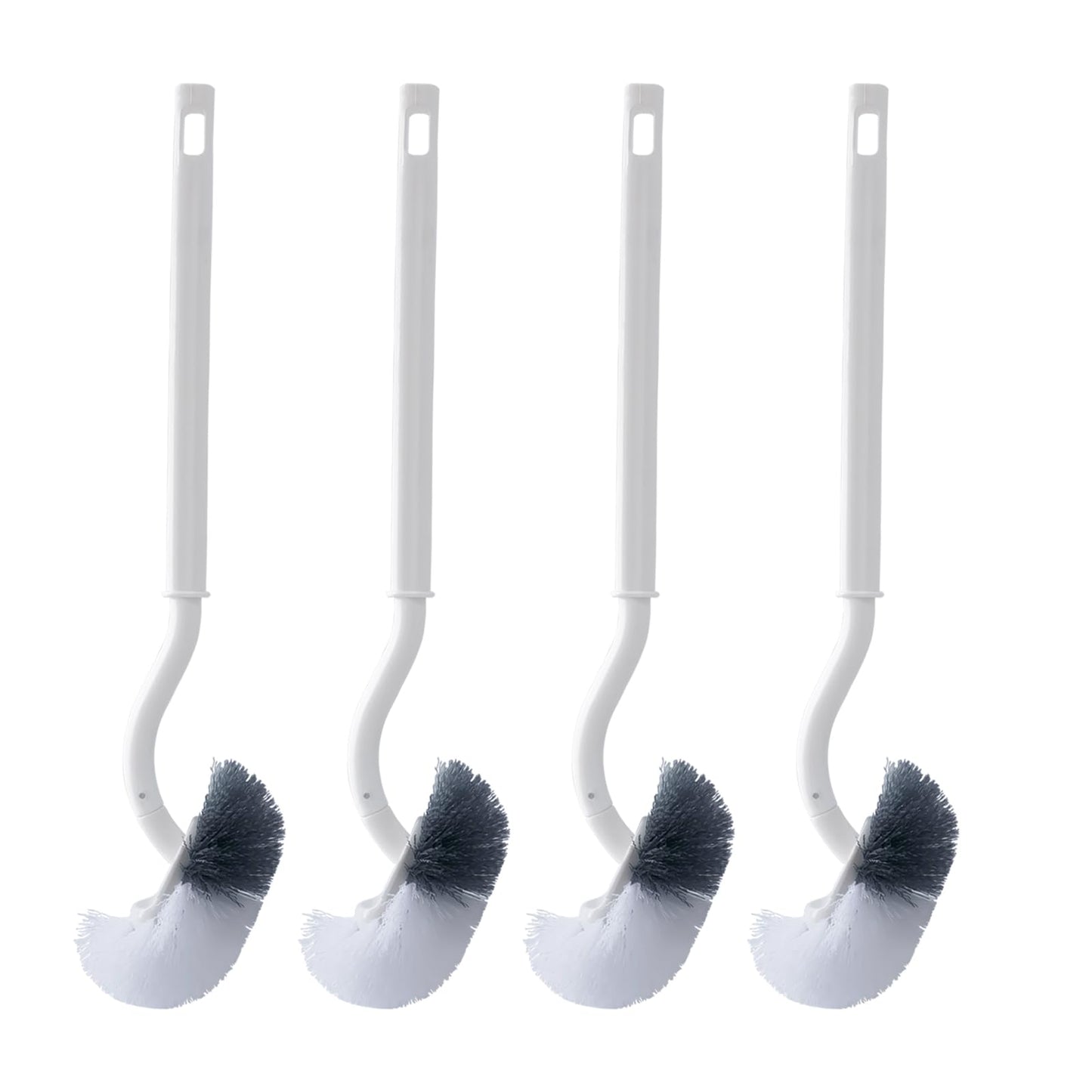 SUIXI Toilet Brush Set, Upgrade Toilet Brush with Edge Cleaner, Long Handle, Curved, Plastic with Strong Bristles for Deep Cleaning