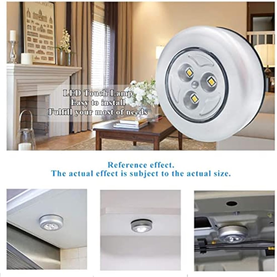 6 Pack Ilyever LED Battery-Powered Wireless Night Light Stick-on Push Lamp for Closets, Cabinets, Counters, or Utility Rooms - Cordless Tap Touch