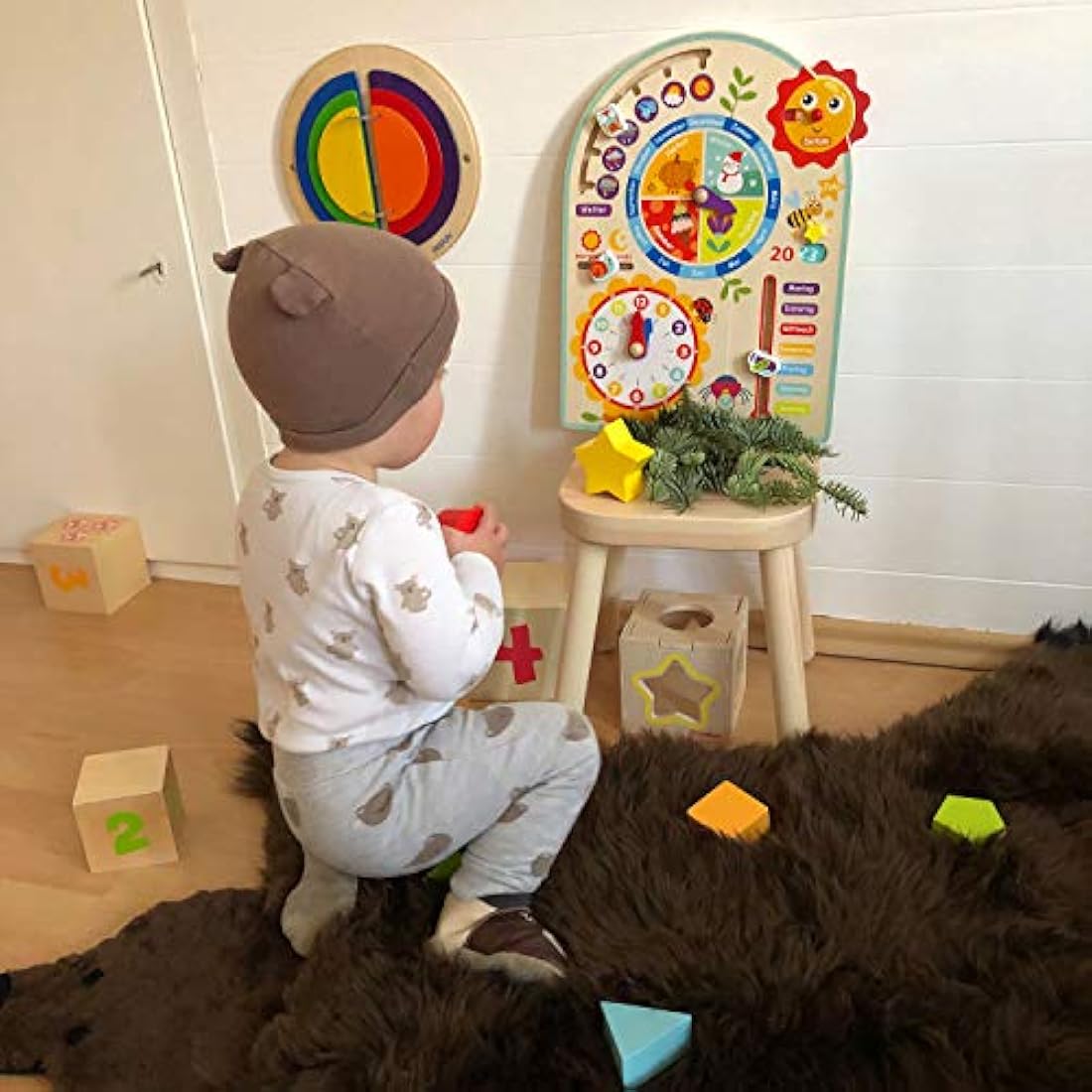 Tooky Toy Calendar clock year clock – children's toy – wooden toy learning toy – clock – seasons – weather made of wood