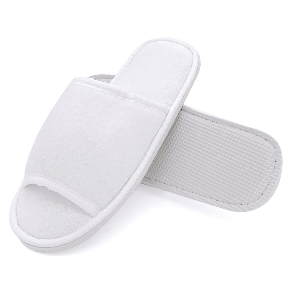 JOMIX Unisex Soft Comfy Ultra Light Sponge Slippers Set Guest Visit Hotel SPA Travel Non-Disposable Slippers Set MD3762 (01 White 2 Pairs, 8)