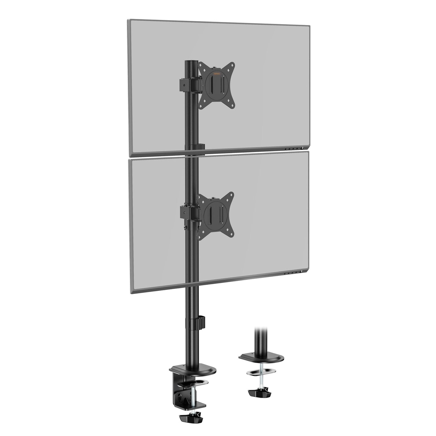 VonHaus Vertical Double Monitor Stand for 13-32" Screens, Twin Monitor Mount with Clamp, Height Adjustable, Easy Assemble Stand with Full Tilt,