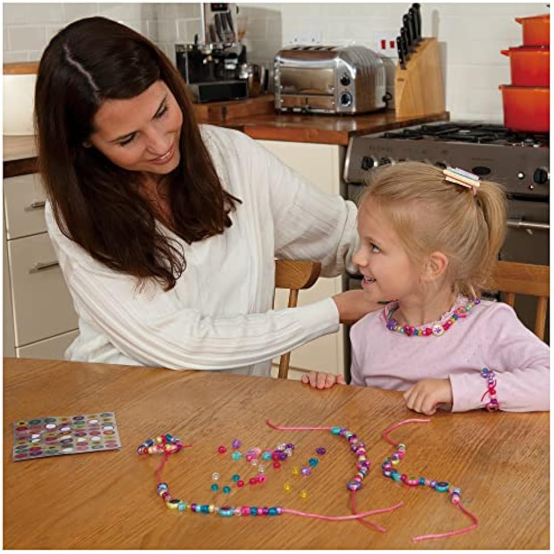 Galt Sparkle Jewellery - Childrens Necklace and Bracelet Making, Craft Kit for Kids - Fun Activity Pack with Colourful Beads and Stickers, Encourages Creativity and Motor Skills - Ages 5 Years Plus