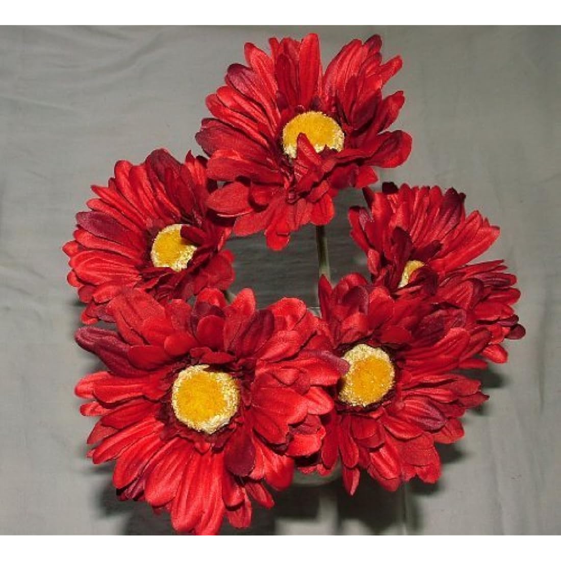 6 x Artificial Single Stem Red Gerbera with Big Bloom - very dramatic - home garden