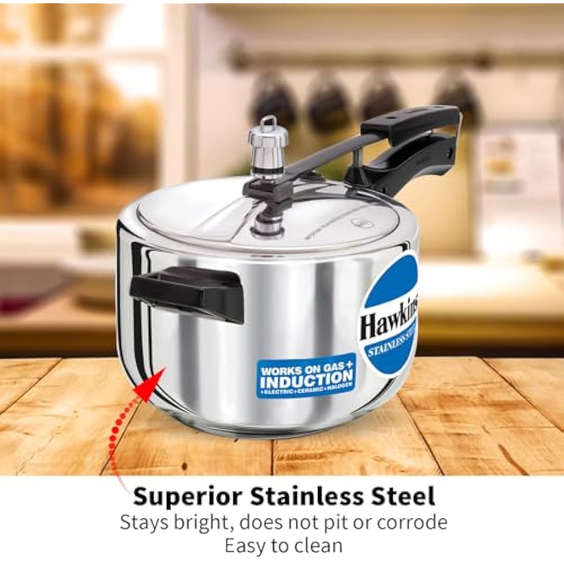 Hawkins B45 Pressure Cooker, 4 Litre, Silver