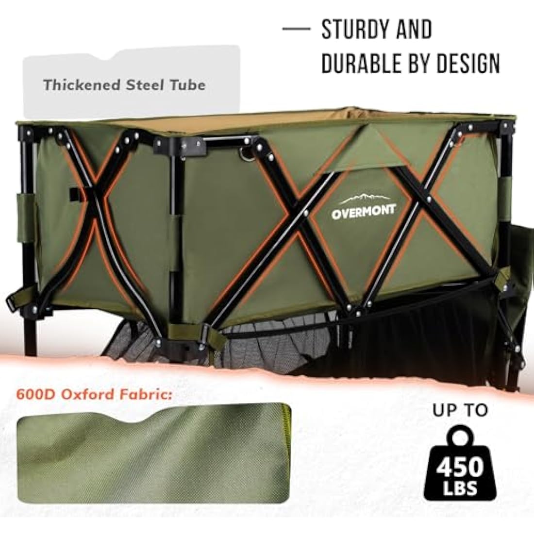 Overmont 400L Folding Double Decker Wagon - All-Terrain Detachable Big Wheels 200kg Capacity Collapsible Festival Wagon for Camping Sports Shopping Garden and Beach Green