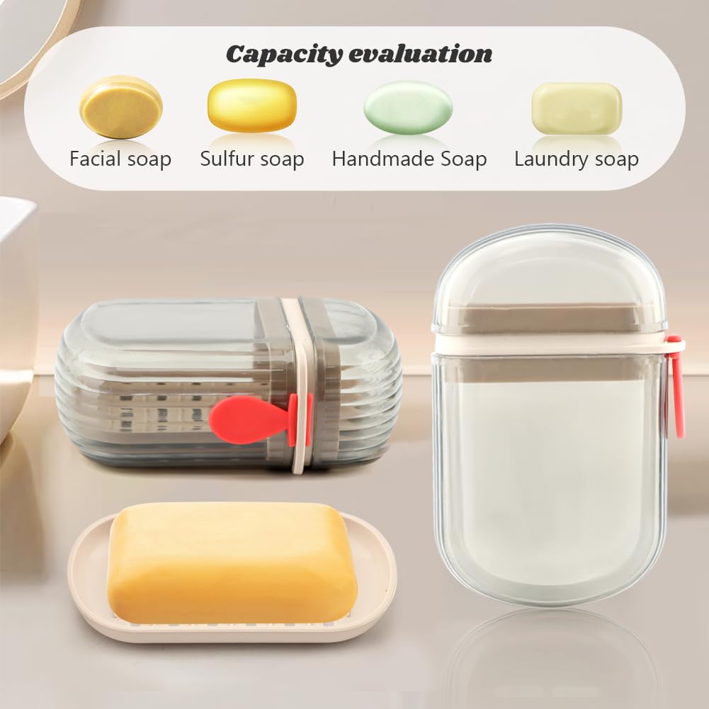 Travel Soap Case With Drain, 2pcs Leakproof Soap Container With Lid, Portable Dish Storage For Bathroom, Shower, Gym, School, Camping, Vacation