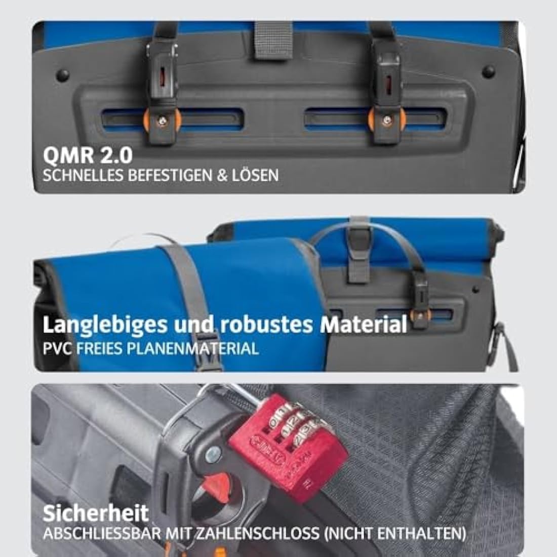 VAUDE Aqua Back Rear Pannier Bike Bag - Set of 2 - PVC- Tarpaulin Bike Panniers - Waterproof Pannier Bags with a 48 Litre Total Storage Volume