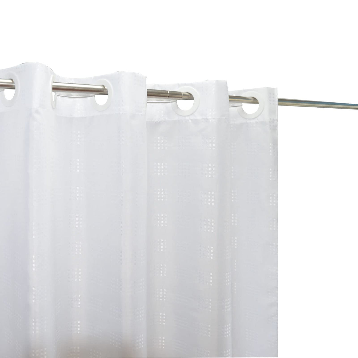 YISURE White No Hook Extra Long Textured Shower Curtain 180x200cm