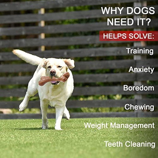 Devolamn Dog Toys, Indestructible Dog Chew Toys for Aggressive Chewers, Durable Tough Interactive Nylon Real Beef Flavor Outdoor Anxiety Relief Extreme Teething Bone Chew Toys for Large Medium Dogs