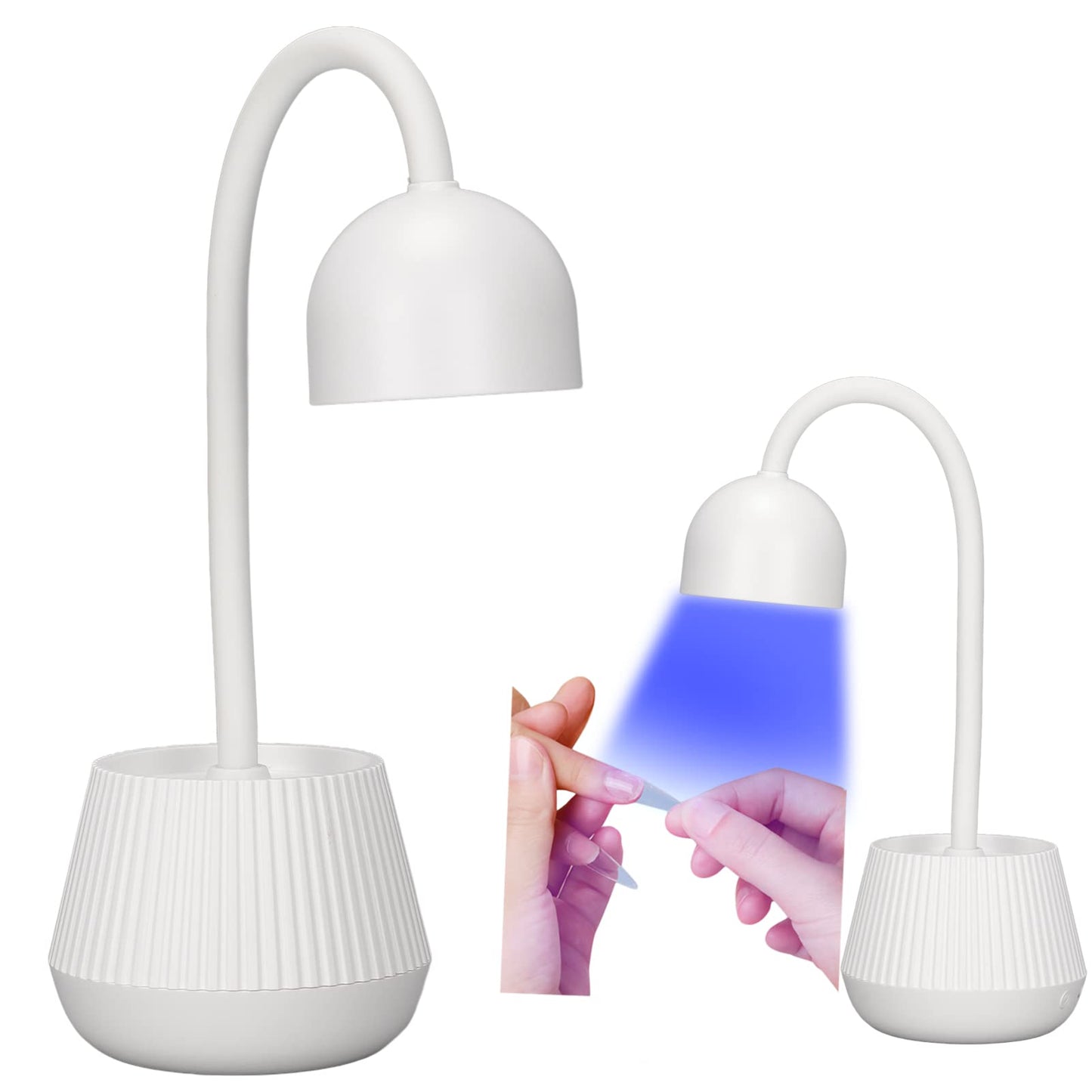 Socobeta 24W LED Nail Polish Curing Lamp, 365nm 405nm 360? Rotatable Gooseneck USB Plug-in Nail Gel Dryer White UV Lights for Nails