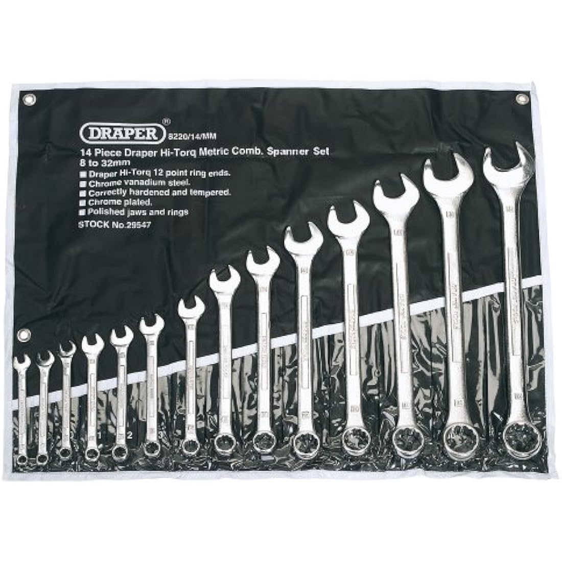 Draper 29547 14Pc Draper hi-torq metric comb wrench set