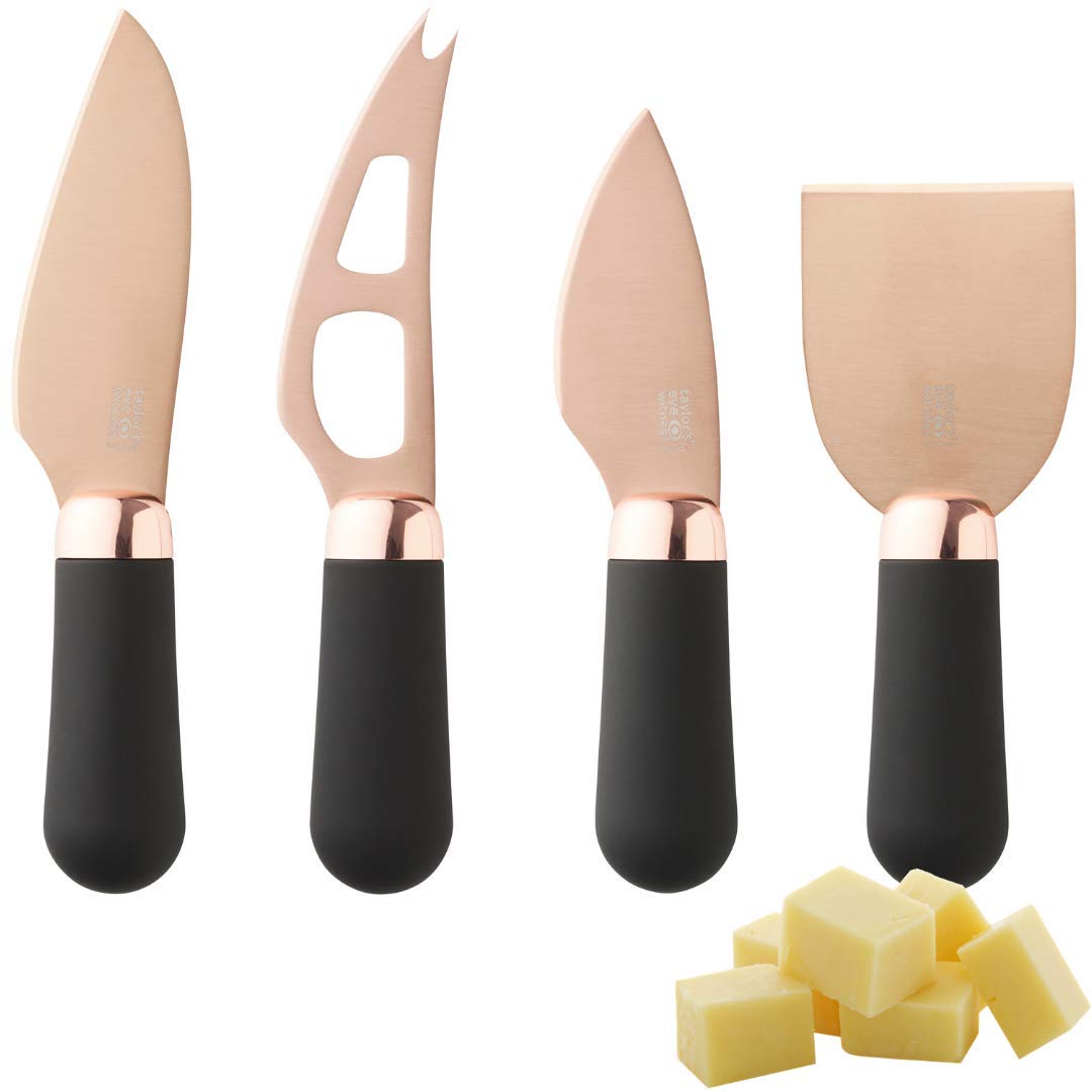 Taylors Eye Witness Brooklyn Rose Gold Four Piece Cheese Knife Set - Hard Plated Blades and Soft Grip Handles for Easy Control & Comfort. No Quibble 2