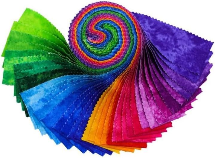 CraftsFabrics 20pcs Jelly roll Fabric for Quilting 2.5 inch Rainbow Smudge | Fabric Roll | Rainbow Jellies | 2.5'' x 44''