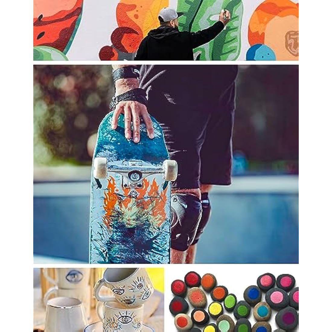FansArriche Acrylic Marker Graffiti Pens, 15 mm Jumbo Felt Tip, 18 Colours Waterproof Paint Pens for Marking, Acrylic Marker for Stones, Waterproof, Signs, Calligraphy and Paintings