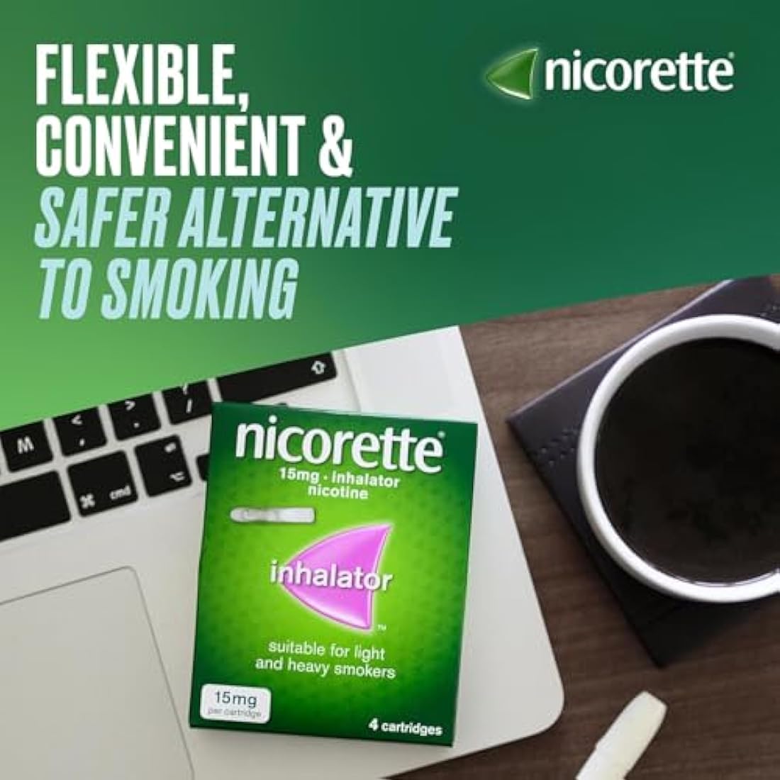 Nicorette 15mg Inhalator (36 Cartridges), Discreet & Convenient Nicotine Inhaler for Quitting Smoking with replaceable cartridges, Quit Smoking Aid or Vaping Cessation Aid