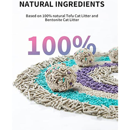 PETKIT Strong Clumping Cat Litters, 5 in 1 Mixed Cat Litter, 28 Litres Unscented Ultra Absorbent and Fast Drying Cat Litter, Flushable Odor Eliminating, Biodegradable, 4 Packs