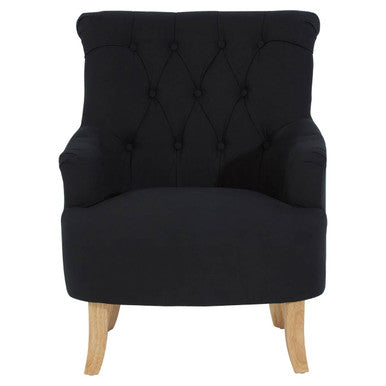 Hampstead Black Fabric Armchair with High Tufted Back