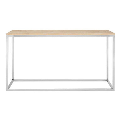 Natural Oak Wood Top Console Table with Stainless Steel Frame | Hampstead