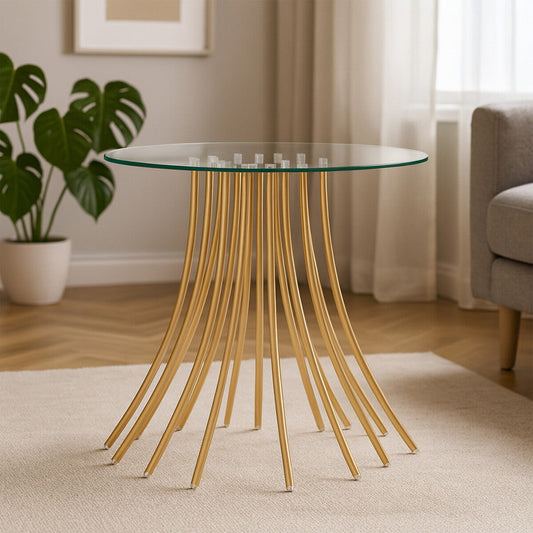 Kensington Townhouse Glass Top and Gold Base Side Table