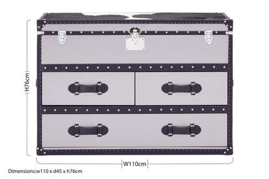 Black and White Genuine Cowhide 3 Drawer Cabinet | Kensington Townhouse