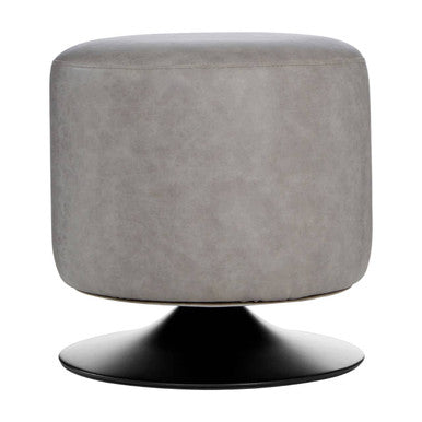 Dalston Ash Grey Faux Leather Pouffe