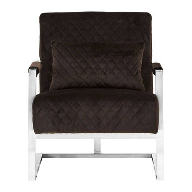 Gatsby Black Velvet Armchair with Polished Chrome Frame