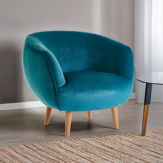Oscar Teal Fabric Curved Lounge Chair